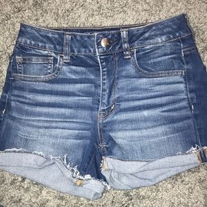 Super stretch a&e dark wash jean shorts